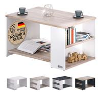 CASARIA® 90x60x50cm Estante y 2 Compartimentos Carga 50kg Mesita de Salón Auxiliar