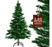 CASARIA® Árbol de Navidad Artificial Altura 180cm 613 Puntas con Soporte Agujas PVC Pino Arvore de Natal Decoración Navideña Exterior