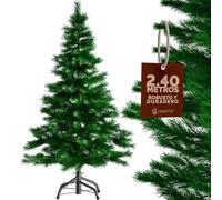 CASARIA® Árbol de Navidad Artificial Altura 240cm 1215 Puntas con Soporte Agujas PVC Pino Arvore de Natal Decoración Navideña Exterior