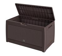 CASARIA® Arcón de Jardín Exterior Baúl de Almacenaje 310L con 4 Ruedas Asas Resistente a la Intemperie Cojines Herramientas Utensilios Terraza Patio Balcón 119x48x60cm Efecto Ratán Marrón