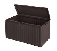 CASARIA® Arcón Jardín Exterior Baúl Almacenaje 290L con 6 Ruedas Asas Resistente Intemperie Rayos UV Caja Cojines 117x47x60cm Marrón