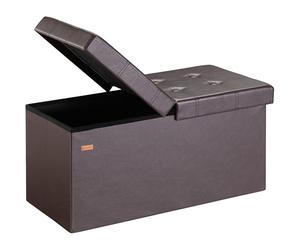 CASARIA® Banco Almacenaje Baúl Capacidad 100L Carga hasta 300kg Resistente 80x40x40cm Puff Otomana Plegable Tapizado Acolchado Salón Dormitorio Entrada Marrón