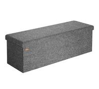 CASARIA® Banco Almacenaje Plegable Puff Reposapiés Otomana Almacenamiento Salón Dormitorio Capacidad Carga 300kg Resistente Efecto Lino 115x40x40cm Gris Oscuro