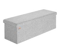 CASARIA® Banco Almacenaje Plegable Puff Reposapiés Otomana Almacenamiento Salón Dormitorio Capacidad Carga 300kg Resistente Efecto Lino 115x40x40cm Gris Claro