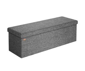 CASARIA® Banco Almacenaje Plegable Puff Reposapiés Otomana Almacenamiento Salón Dormitorio Capacidad Carga 300kg Resistente Efecto Lino 115x40x40cm Gris Oscuro