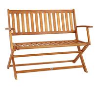 Casaria® Banco de Jardín Madera de Eucalipto 120x60 cm Asiento Exterior 2 Plazas Plegable Reposabrazos Certificación FSC® Carga hasta 320Kg Resistente Intemperie Mueble Balcón Terraza Patio