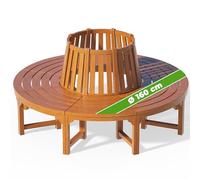 CASARIA Banco para Arbol Madera Circular Jardin Ø160cm 320kg Certificación FSC® Eucalipto Patio