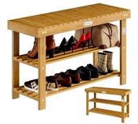 CASARIA® Banco Zapatero Estantería Zapatos 2 Estantes 90x33x46cm 160Kg Certificado FSC® Baño Sala Pasillo Entrada