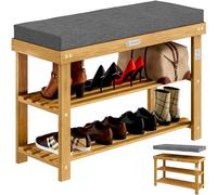 CASARIA® Banco Zapatero Estantería Zapatos Asiento con Cojín 5cm Certificado FSC® Pasillo Entrada Dormitorio