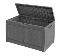 CASARIA Baúl Almacenaje con Ruedas 310L Arcón Jardín Resistente Gris | 119x48x60cm, Polipropileno, Efecto Ratán, Resistente Intemperie, Protección UV, Patio, Balcón, Cojines, Mantas, Herramientas