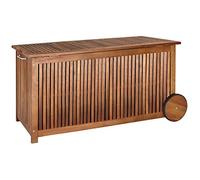 CASARIA Baúl Almacenaje Exterior 350L Madera Acacia con Ruedas y Asas
