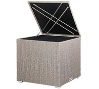 CASARIA® Baúl Almacenamiento 318L XXL Poliratán Acero 75x75x70cm Almacenaje Exterior Cojines Herramientas Resistente Intemperie Patio Terraza Beige