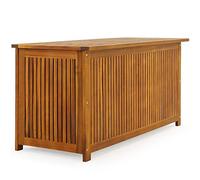 CASARIA Baúl de Almacenaje Exterior 205L Madera Acacia Jardín Terraza | 115x50x59cm, Lona Interior, Tapa 160kg, Ventilación, Resistente Intemperie, Cojines, Mantas, Herramientas, Balcón, Patio
