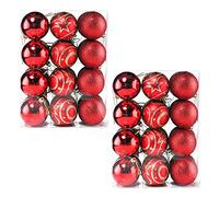 CASARIA® Bolas Árbol de Navidad Set Completo 48 Pzs. Adornos Decoración Brillante Mate Colgante Rojo