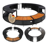CASARIA Borde de Bañera Hidromasaje Soporte Piscina SPA Ø206cm Poliratán Madera FSC® Acero Exteriores