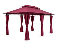 CASARIA Cenador Jardín 3x4m Metal UV50+ Repelente Agua Laterales Burdeos | Doble Techo, Revestimiento PU, Paredes Laterales, Montaje Rápido, Fácil Limpieza, 18 Piquetas, 4 Cuerdas Tensoras, Exterior