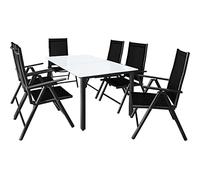 CASARIA Comedor de Jardín Bern 6+1 Aluminio 1 Mesa 150x90 y 6 Sillas Plegables 8 Posiciones Antracita 7Pzs