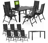 CASARIA Comedor de Jardín de Aluminio Bern 1 Mesa y 6 Sillas Plegables Ajustable 7 Posiciones Tablero Madera
