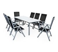 CASARIA® Comedor de Jardín Set de Muebles Exterior Mesa 190x90cm 8 Sillas Plegables Reclinables Patio Terraza