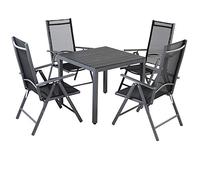 CASARIA® Comedor Jardín Set Mesa WPC 80x80cm 4 Sillas Reclinable Plegable hasta 120kg Intemperie