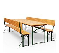 CASARIA Conjunto de Mesa y 2X Bancos de Jardín Madera Plegable 170x70cm