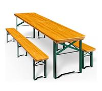 CASARIA Conjunto Mesa Jardín Exterior y Bancos Madera Plegables 220Cm