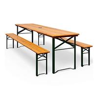 CASARIA Conjunto Mesa y 2 Bancos Plegables Madera