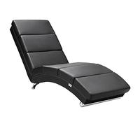 CASARIA® Diván Chaise Longue Tumbona XXL London 186x89x55cm Sillón Ergónomico de Salón Oficina 180Kg Cuero Sintético Negro