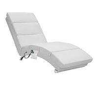 CASARIA Diván Chaise Longue XXL Tumbona Masaje Relax Calentamiento 186x89x55cm Ergonómica 180Kg Blanco Cuero Sintético