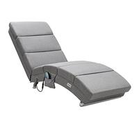 CASARIA Diván Chaise Longue XXL Tumbona Masaje Relax Calentamiento 186x89x55cm Ergonómica 180Kg Gris Tela