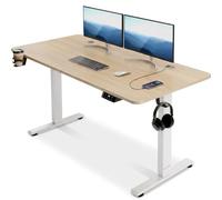 CASARIA® Escritorio Ajustable en Altura Acero Función Memoria 140x60cm Pantalla LCD Mesa Gaming Ergonómica Oficina