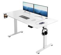 CASARIA® Escritorio Ajustable en Altura Acero Función Memoria 140x60cm Pantalla LCD Mesa Gaming Ergonómica Oficina