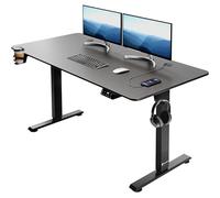 CASARIA® Escritorio Ajustable en Altura Acero Función Memoria 140x60cm Pantalla LCD Mesa Gaming Ergonómica Oficina