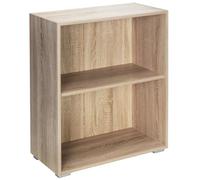 CASARIA® Estantería de 2 Niveles Altura Regulable 77x60x28cm Librería Abierta Estante Libros Biblioteca Mueble Organizador Oficina Dormitorio Salón Estable Roble