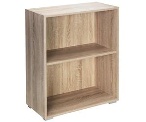 CASARIA® Estantería de 2 Niveles Altura Regulable 77x60x28cm Librería Abierta Estante Libros Biblioteca Mueble Organizador Oficina Dormitorio Salón Estable Roble
