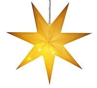 Casaria Estrella de Papel Luminosa Colgante Blanca 60cm Luces LED Inalámbricas Adorno Navideño Adviento