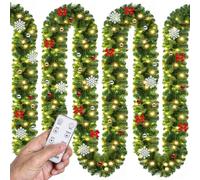 Casaria Guirnalda de Navidad Abeto 5m 80LEDs Blanco Cálido Incl. Mando a Distancia 7 Modos Luz y Decoración Navideña