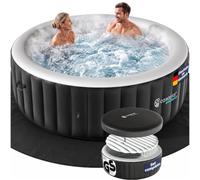 CASARIA Hidromasaje Hinchable 6 Personas Ø200cm Redondo 42°C Accesorios | Rápido Calentamiento, 140 Boquillas Aire, PVC de 3 Capas, Robusto, Duradero, Sistema Filtración, 2 Cartuchos Filtro