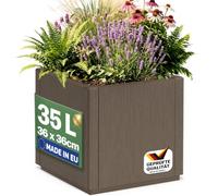 CASARIA Jardinera Ethica 35L Cuadrada 36 x 36 x 35 cm Terracota | Drenaje Integrado, Plástico, Resistente UV, Antihielo, Flores, Hierbas Aromáticas, Huerto Urbano, Patio, Terraza, Balcón