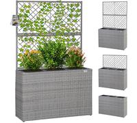 CASARIA Jardinera Exterior Poliratán con 3 Macetas Extraíbles Gris