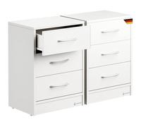 CASARIA® Juego 2 Mesitas de Noche 3 Cajones Mesilla Auxiliar Agujero Cable Almacenamiento 54x39x28 cm Blanco