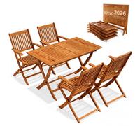 CASARIA Juego Comedor Exterior Plegable Madera Acacia Reposabrazos 5 Piezas