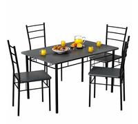 CASARIA® Juego de Mesa y Sillas Comedor Completo, Set de Muebles de Cocina, 110x70cm, Conjunto para 4 Personas, Salon, Moderno, Madera 5 Pzs., Rectangular, Ahorra Espacio Compacto, Capacidad 125KG