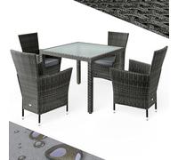 CASARIA® Juego de Muebles de Jardín 9 Pzs. Patio Terraza Mesa 90x90cm Sillas Capacidad 160Kg Apilables Poliratán Crema