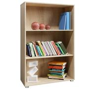 CASARIA Librería de 3 Niveles Abiertos 115x60x28cm Roble | MDF Resistente, Amplio Espacio, Estantes Ajustables Altura, Versátil, Dispositivo Antivuelco, Estable, Fácil Limpieza