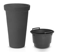CASARIA® Maceta Exterior XXL 42 L Macetero Grande 63x40 cm Recipiente Interior Decoración Jardín Resistente Intemperie Impermeable Terraza Antracita