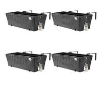 CASARIA Maceteros de Balcón 60x20x19cm Set de 4 Negro