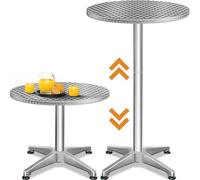 CASARIA Mesa Alta Bar Bistro 2en1 Altura Regulable Aluminio Ø60cm
