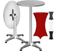 CASARIA® Mesa Alta Plegable Funda Lavable Altura Ajustable 70/115cm Aluminio Ø60cm Resistente Intemperie Antideslizante Fiesta Gastro Jardín Rojo
