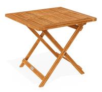 CASARIA Mesa Auxiliar Jardín Plegable Madera Acacia 70x70Cm 80Kg | Portátil, Preaceitada, Estable, Resistente Intemperie, Seguro Anticierre, Balcón, Terraza, Camping, Soporte Plantas, Patio